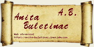 Anita Buletinac vizit kartica